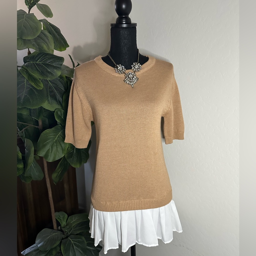 English Factory Tan Short Sleeve Knit Top